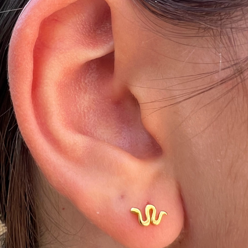Medusa Snake Stud Earrings - Gold