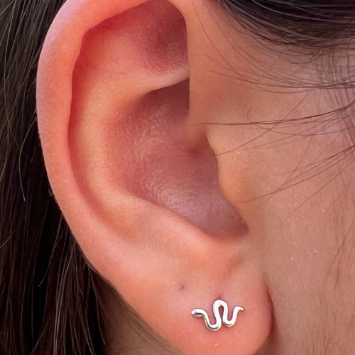 Medusa Snake Stud Earrings - Silver