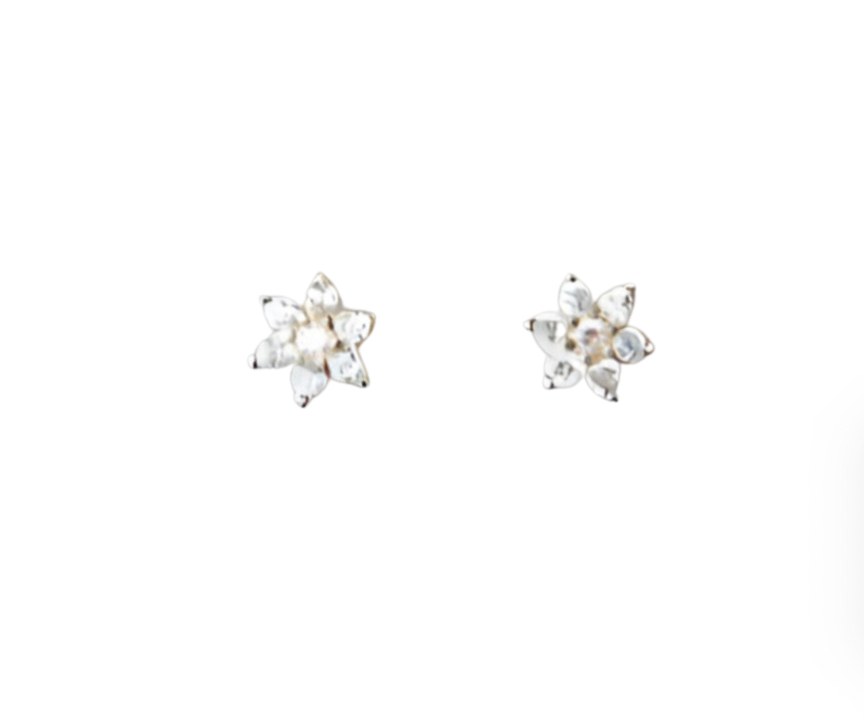 Chloris Earrings - Small cubic zirconia flower studs