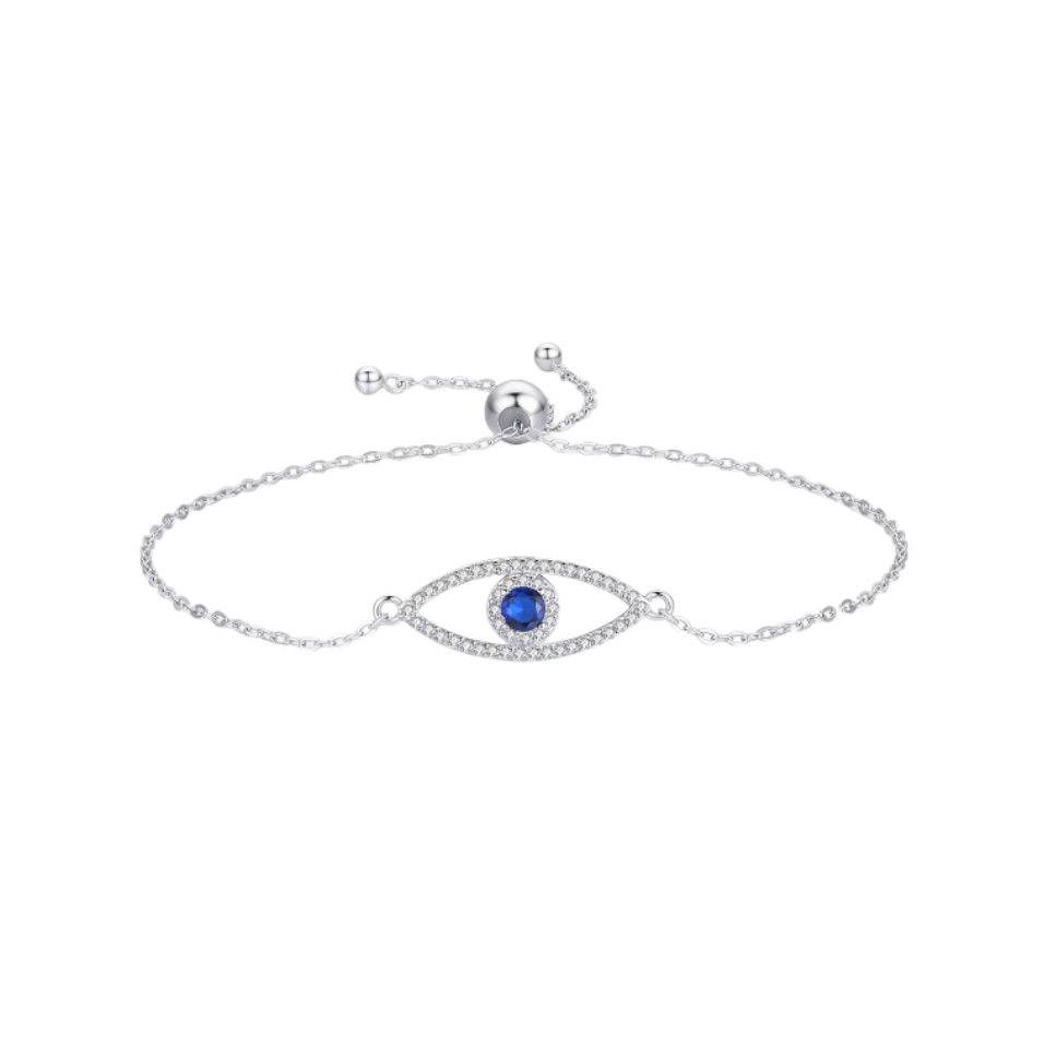 Soteria Evil Eye Bracelet - Stirling Silver with Cubic Zirconia