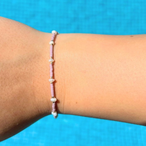 Thalia Freshwater Pearl Bracelet - Mauve