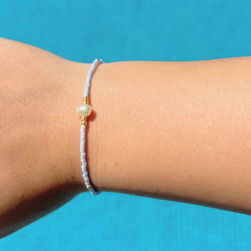 Thetis Bead and Pearl Bracelet - Ice Blue