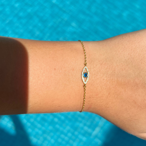 Asteria Gold Evil Eye Bracelet with Cubic Zirconia