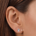 Athena rectangular radiant-cut moissanite stud earrings .5ct 1ct