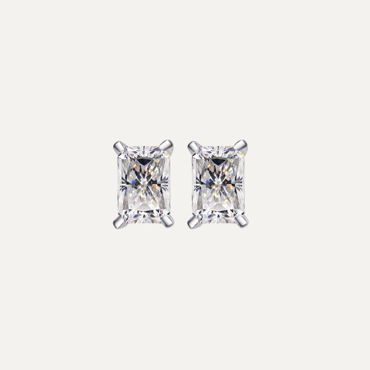Athena rectangular radiant-cut moissanite stud earrings