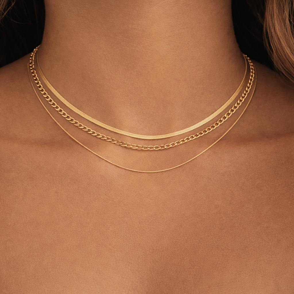 DIONE GOLD LAYERED CHAIN NECKLACE