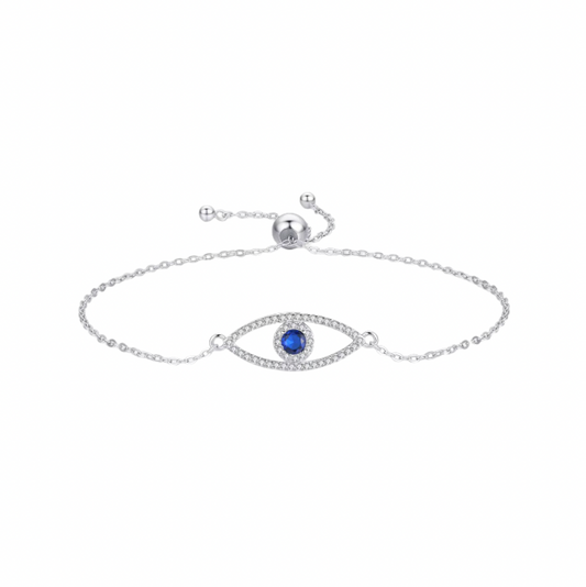 Soteria Evil Eye Bracelet - Stirling Silver with Cubic Zirconia