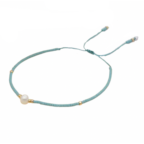 Thetis Bead and Pearl Bracelet - Aquamarine