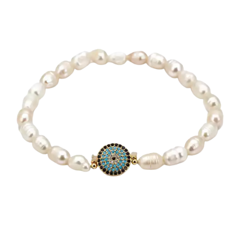 CALLIOPE EVIL EYE PEARL BRACELET - CIRCULAR