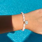 CALLIOPE EVIL EYE PEARL BRACELET - ZIRCON