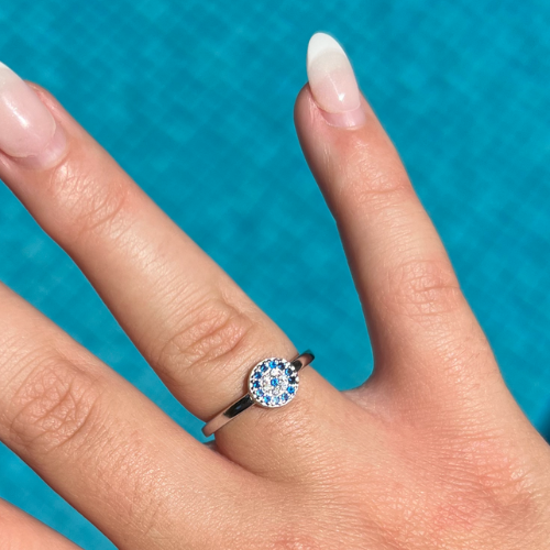 CHLOE EVIL EYE RING - SILVER