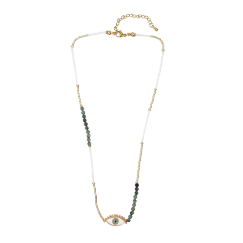 ELEKTRA BEADED NECKLACE - EVIL EYE