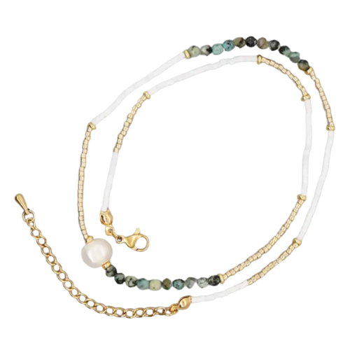 ELEKTRA BEADED NECKLACE - PEARL