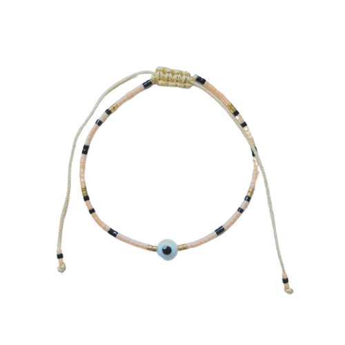 HARMONIA EVIL EYE BEADED BRACELET - BLUSH