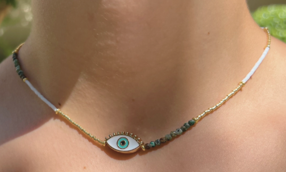 ELEKTRA BEADED NECKLACE - EVIL EYE