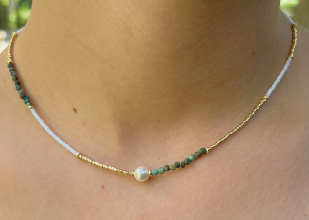 ELEKTRA BEADED NECKLACE - PEARL