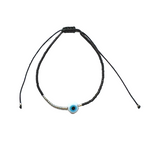 SELENE EVIL EYE BEADED BRACELET - BLACK + SILVER